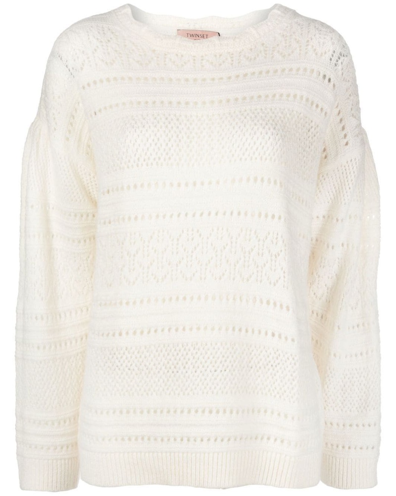 Twin-Set Damen Pullover mit Lochstrickmuster