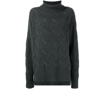 Rollkragenpullover mit Zopfmuster
