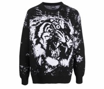 Intarsien-Pullover mit Tiger