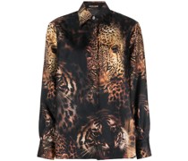 Seidenhemd mit Tiger-Print