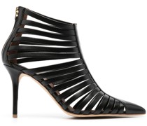 caged pointed-toe 95mm leather boots