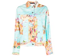 Jeansjacke mit Blumen-Print