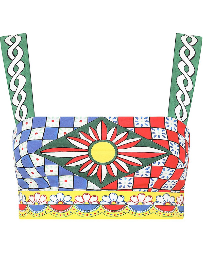 Dolce & Gabbana Damen Cropped-Top mit geometrischem Print