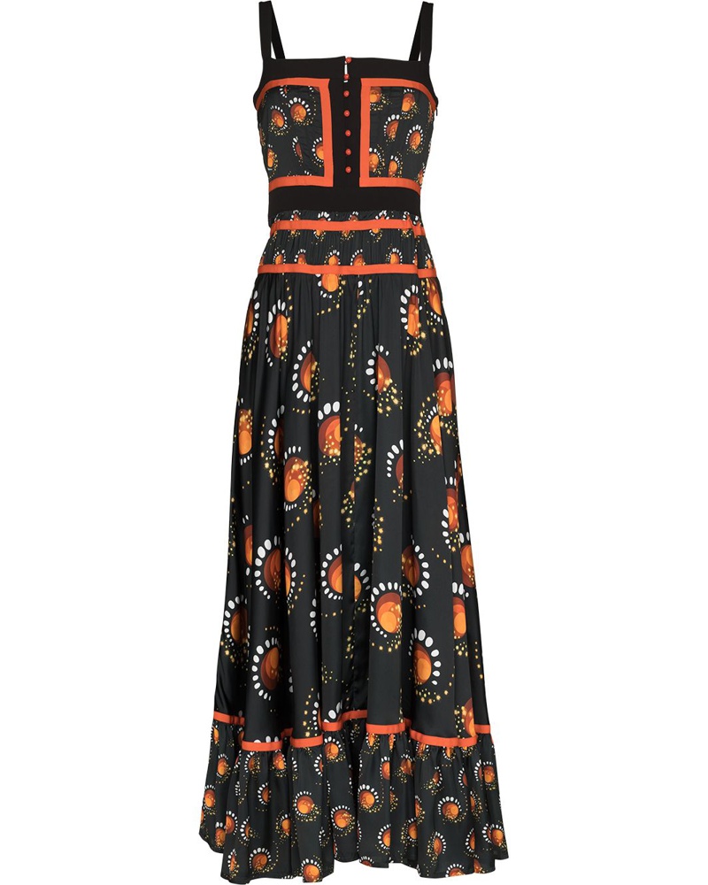 Paco Rabanne Damen Maxikleid mit grafischem Print
