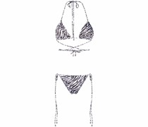 Neckholder-Bikini mit Zebra-Print