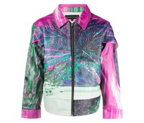 Lederjacke mit grafischem Print
