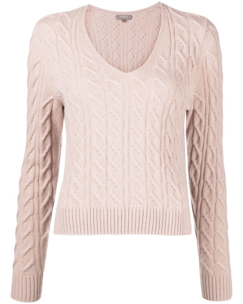 N.Peal Damen Kaschmirpullover mit Zopfmuster