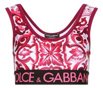Cropped-Top mit Majolica-Print