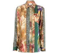 Seidenbluse mit Blumen-Print