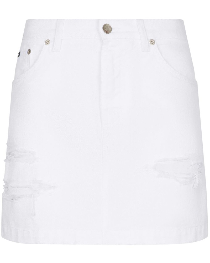 Dolce & Gabbana Damen Jeansrock im Distressed-Look