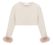 Cropped-Cardigan mit Federn