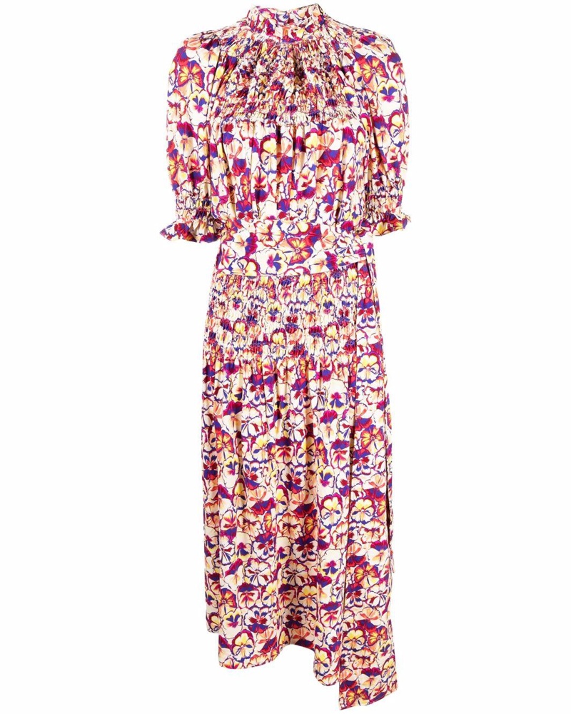 Paco Rabanne Damen Asymmetrisches Kleid mit Blumen-Print