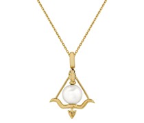 18kt Gelbgoldhalskette mit Perlenanhänger