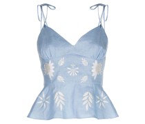 Bluse mit botanischen Stickereien