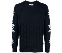 Intarsien-Pullover mit Zopfmuster