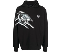 Tiger-print cotton hoodie