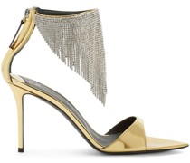 Metallic-Sandalen mit Kristallen