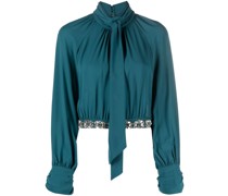 Geraffte Bluse mit Strass