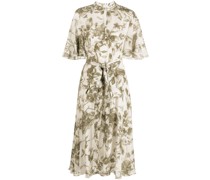 Midi-Seidenkleid mit Blumen-Print
