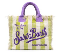 Vanity logo-embroidered striped beach bag