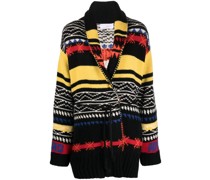 patterned intarsia-knit cardigan
