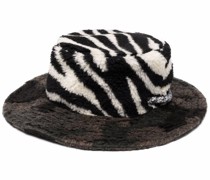 Faux-Fur-Hut mit Zebra-Print