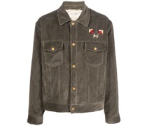 Cordjacke mit Blumenstickerei