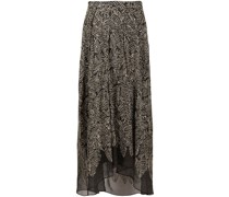 Semi-transparenter Rock mit Blatt-Print