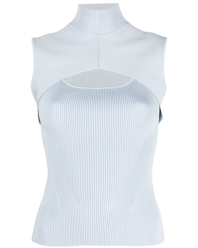 Jonathan Simkhai Damen Geripptes Stricktop mit Cut-Out