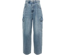 Weite Cargo-Jeans mit hohem Bund