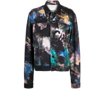 Jeansjacke mit Aquarell-Print