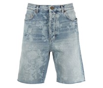 Jeans-Shorts mit Farbklecks-Print