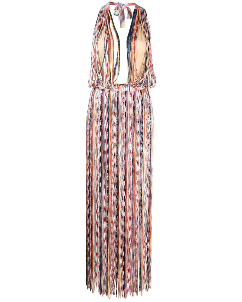 Missoni Damen Neckholder-Kleid mit Fransen