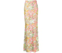 Geblümtes Abendkleid mit Pailletten