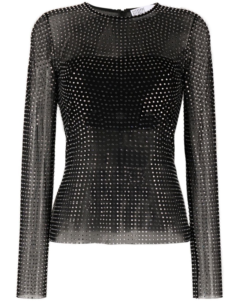 Giuseppe di Morabito Damen Langarmshirt mit Kristallen