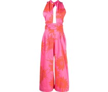 Neckholder-Jumpsuit mit Blumen-Print