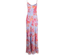 Langes Spaghettikleid mit Blumen-Print