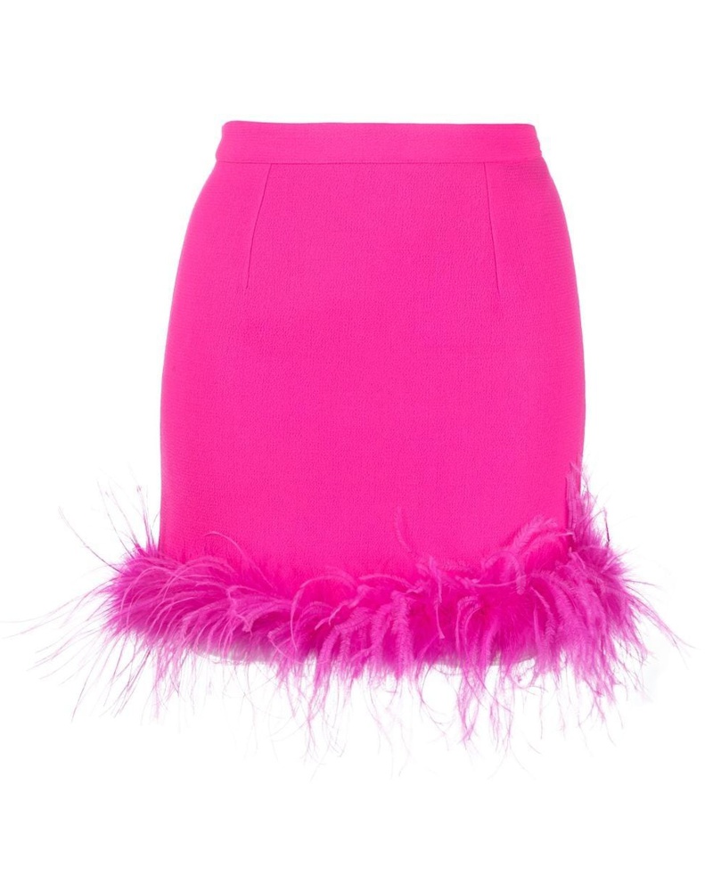 STYLAND Damen Midirock mit Federn