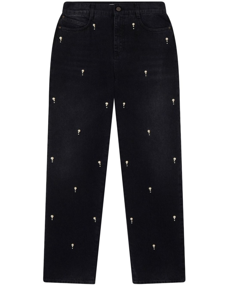 Stella McCartney Damen pearl-embroidered straight-leg jeans