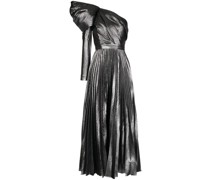 one-shoulder pleated evening dress