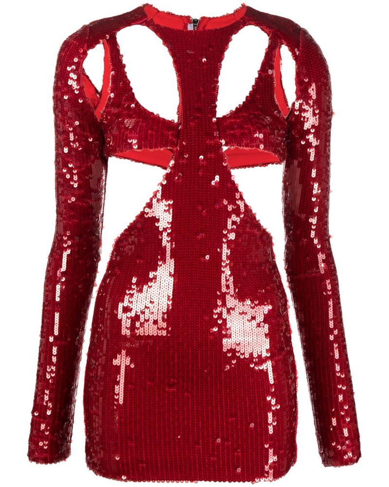 LaQuan Smith Damen Langärmeliges Kleid mit Pailletten