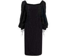 ruched-sleeve dress