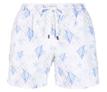Badeshorts mit Fische-Print