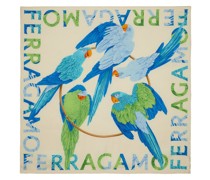 Schal aus Seide mit Papagei-Print