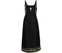 Midikleid mit Blumenstickerei