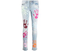 Skinny-Jeans mit Hand-Print
