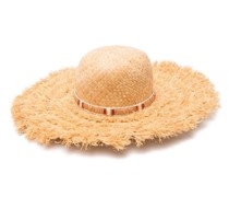 fringed woven raffia hat