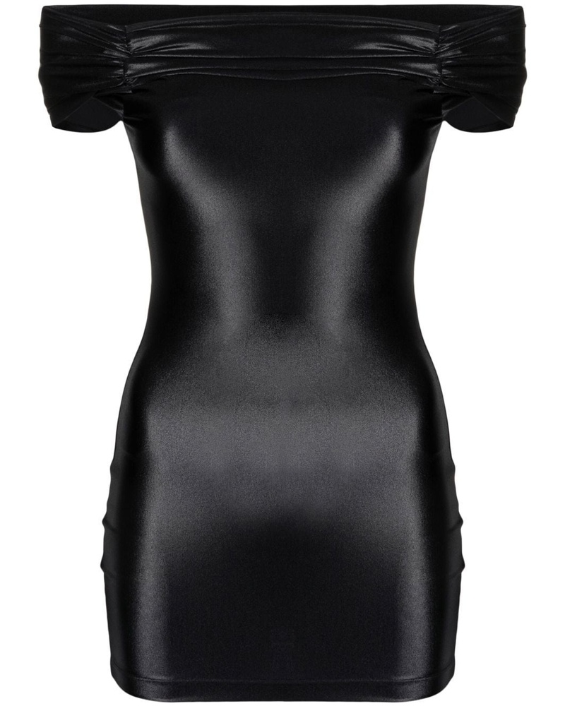 Faith Connexion Damen Schulterfreies Kleid mit Raffungen