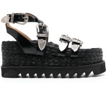 engraved-buckle platform sandals