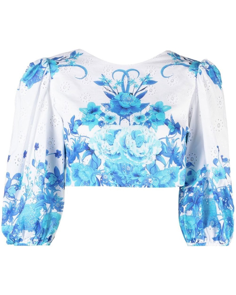 Borgo De Nor Damen Cropped-Bluse mit Blumen-Print